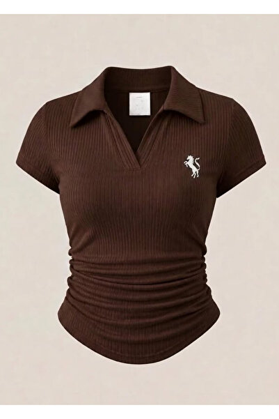 1blood Polo Collar Ribbed Lycra Bodysuit