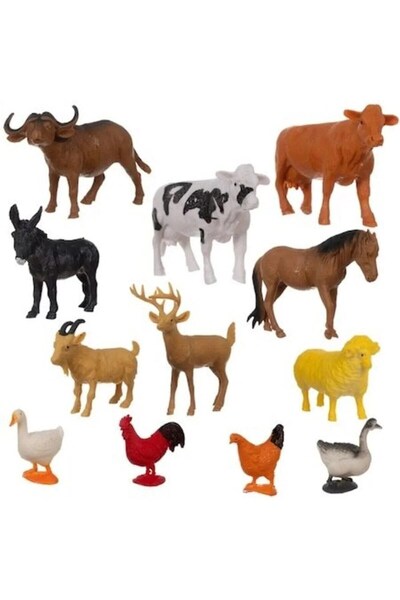 SARALMA Set complet animale ferma si animale salbatice, figurine realiste din...