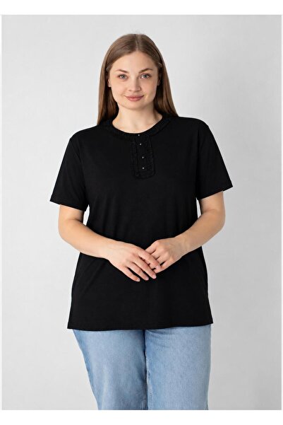 Orly More Viskozna tkanina, mini prorez, plus size, kratki rukavi, majčina bl...