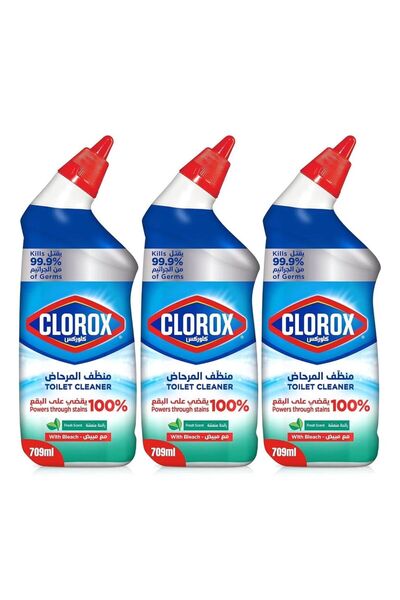 Clorox 3 علب كلوركس | منظف مراحيض يقضي على البقع برائحة منعشة مع مبيض - 709 مل