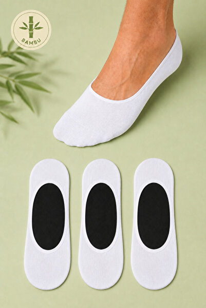 tibo 3 Pairs of Premium Men's Bamboo Ballerina Socks with Seamless Silicone Toe