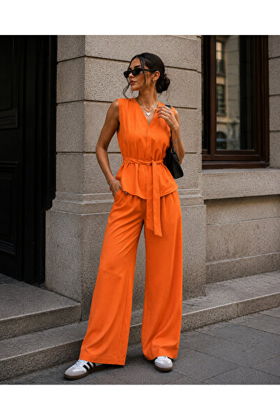 Get Crazy Modal Fabric Belted Vest and Trousers Set