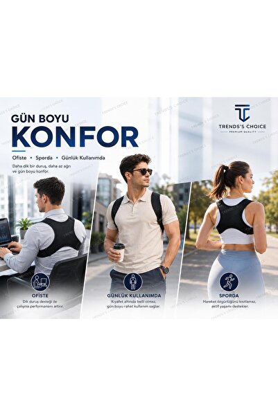 trends's choice Dik Duruş Korsesi Postür Düzeltici Ortopedik Omuz Sırt Destekleyici Unisex Korse