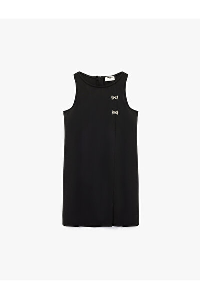 Koton Bow-Tie Stone Detailed Crew Neck Sleeveless Dress