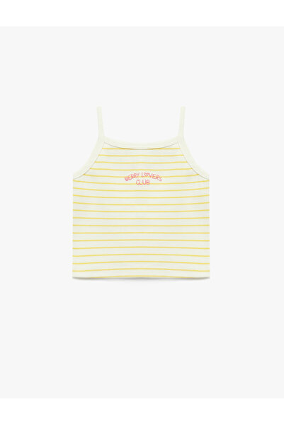 Koton Cotton Thin Strap Embroidered Striped Undershirt