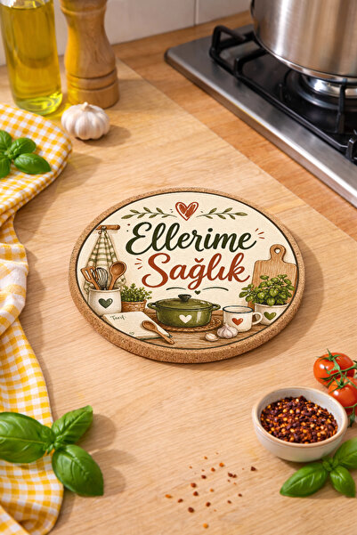iyi fikirler Ellerime Sağlık Baskılı Mantar Nihale Tencere Tava Altlığı 19cm ...