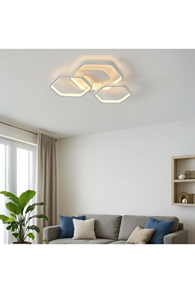 Elektroyou Cross Mimari Tasarım 3'Lü 3 Renk Ledli Plafonyer Modern Ledli Aviz...