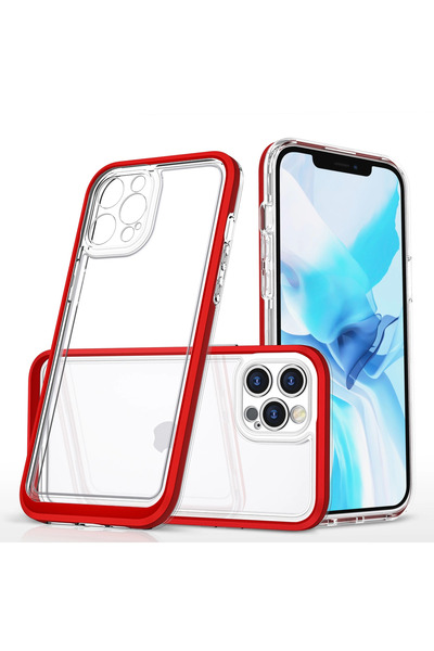 Hurtel Clear 3in1 Case for iPhone 12 Pro Max Frame Cover Gel Red