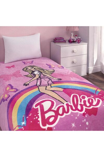 Taç Lisanslı Barbie Sun Tek Kişilik Battaniye