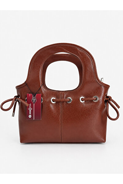 Sellini Women's Shoulder and Hand Bag with Ribbon Detail, Brown