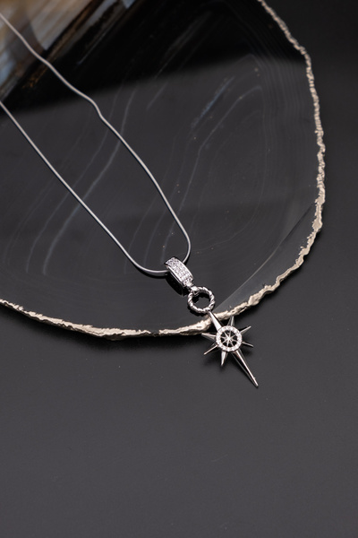 Serenite Collection Wheel Steel Necklace
