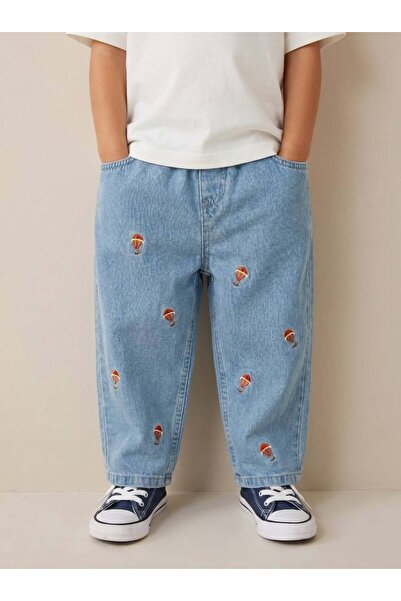 connemara Pantaloni din denim albastru deschis pentru băieți, cu broderie cu ...