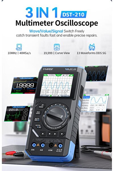 FNIRSI DST-210 3'ü 1 Arada El Tipi Osiloskop + Multimetre + Sinyal Jeneratörü