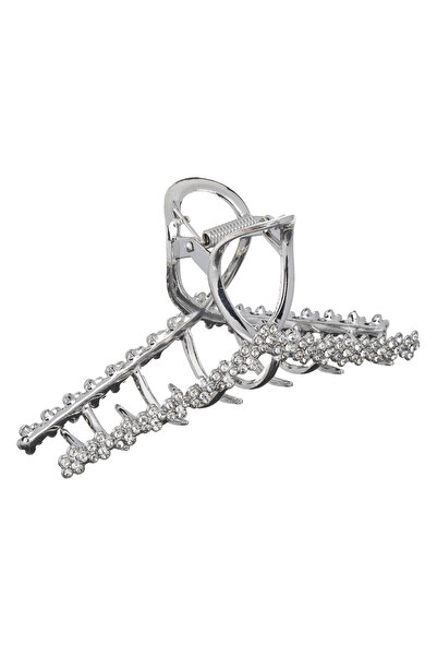 Zumzeria Silver Hair Clip with Rhinestone for Women 12cm