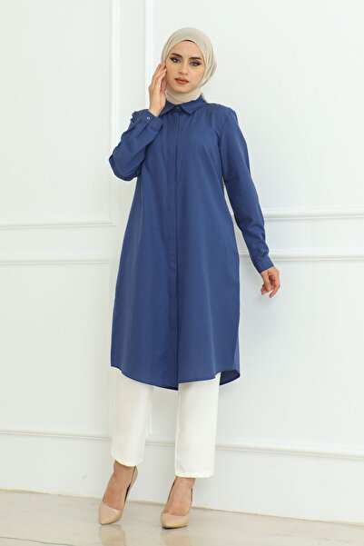 MODA MAÇKA PARK Women's Long Tunic Terrycotton Solid Color