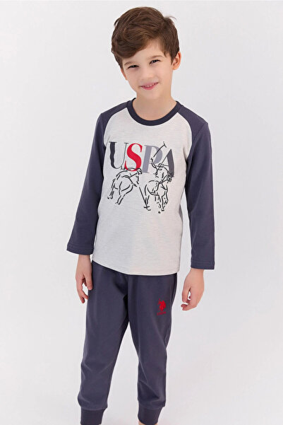 U.S. Polo Assn. Baza. Set de pijamale pentru băieți Polo Assn Beige Melange F...