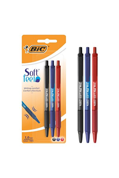 Bic Set pixuri cu grip moale, albastru, roșu, negru, 1.0mm - 3 bucăți