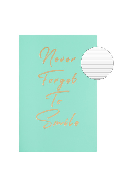 Zumzeria A6 Notepad Mint Green Cover with Foil Message 'Never Forget to Smile...