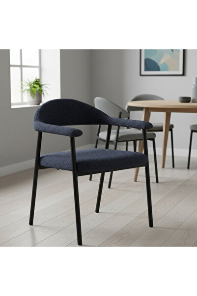 Ebticar Modern Bouclé Dining Chair with Metal Legs - Blue