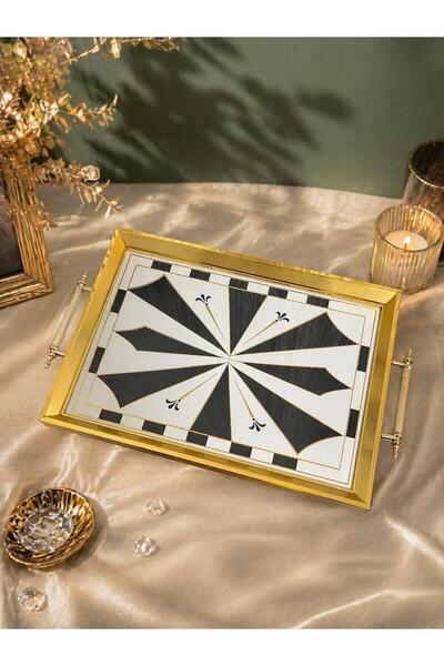 ikonsept Luxury Presentation Tray with Gold Frame and Pattern 001