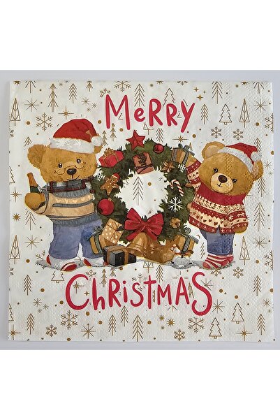 Zumzeria Christmas Bear Design 2-Ply Paper Napkins 33x33cm