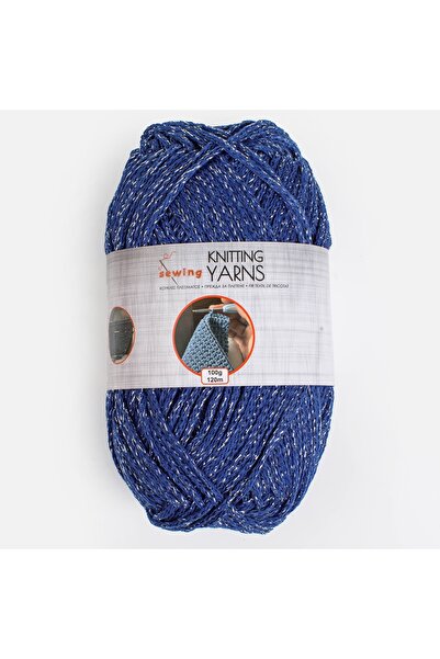 Zumzeria Blue Knitting Yarn with Silver Lurex 100g