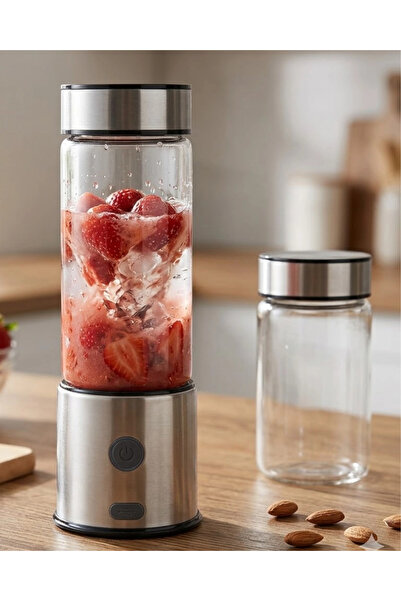 Genel Markalar USB Type C Şarjlı Cam Blender 6 Bıçaklı Smoothie ve Shake Blender