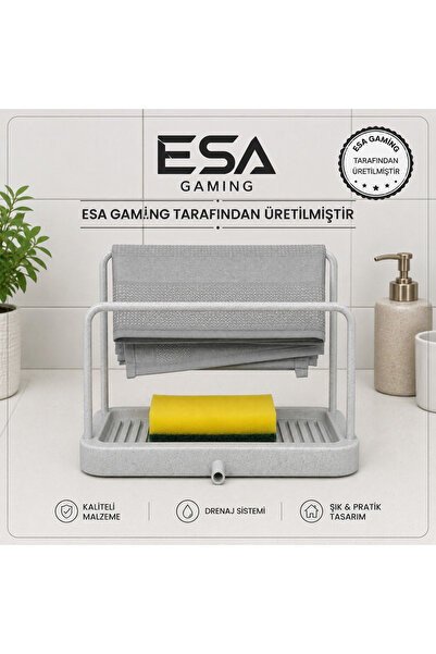 esa gaming Çok Amaçlı Mutfak Evye Üstü Organizer Süngerlik Bez Askılı Drenajl...