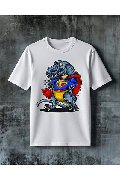 COMVİCHO Dinosaur Super Hero Printed Oversize T-Shirt