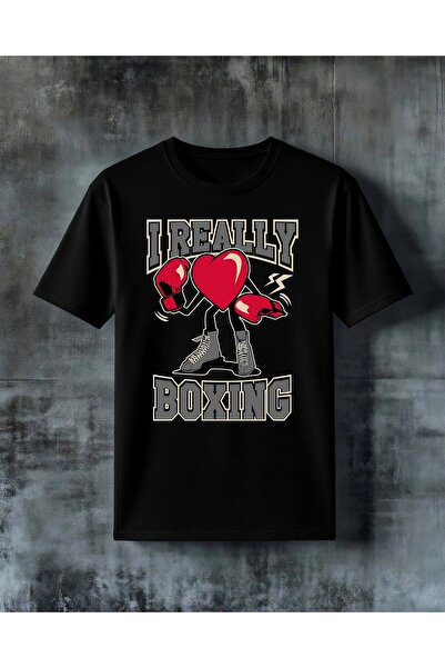 COMVİCHO I Really Boxing Boksu Kalp Printed Oversize T-Shirt