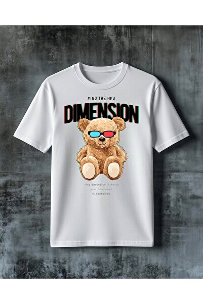 COMVİCHO تي شيرت كبير الحجم مطبوع عليه find dimension mutlu ayi