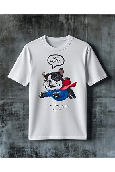 COMVİCHO No Worry Superko Kopek Printed Oversize T-Shirt