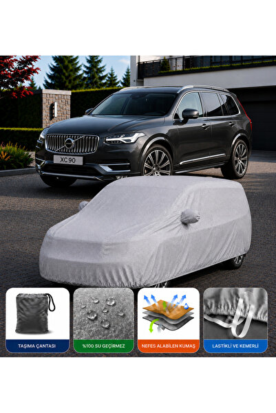 COCEM Volvo XC90 Premium Araç Brandası Su Geçirmez UV Korumalı Tam Koruma Gri...