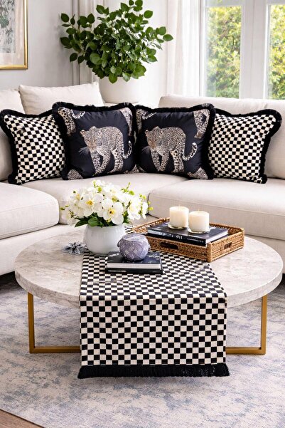 adenkahome Kaplan Series, Suede Fringed 5-Piece Combination Throw Pillow Cove...