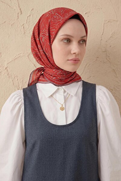 Silk Home Soft Scarf Lina Flora Dark Red 90X90