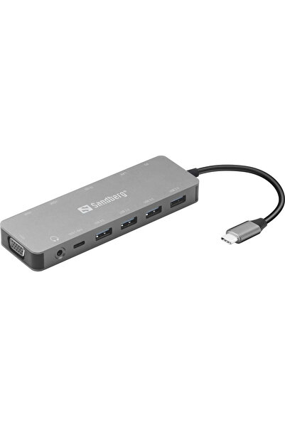 Sandberg D 136-45 USB-C Stație de andocare cu 13 porturi 100W Gri
