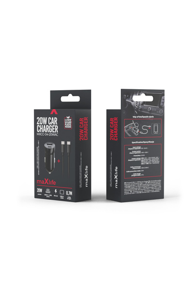 Telforceone Încărcător auto Maxlife PD QC MXCC-04 1x USB-C 1x USB 20W Negru +...