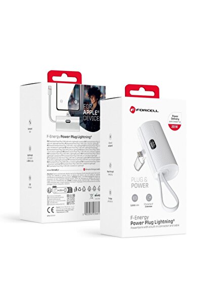 Forcell Powerbank F-ENERGY Power Plug F5K3, 5.000mAh, cu încărcător integrat ...