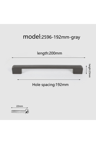 Choice7 1pc 2596-192mm-grey Aluminum alloy cabinet handle, gray wardrobe hand...