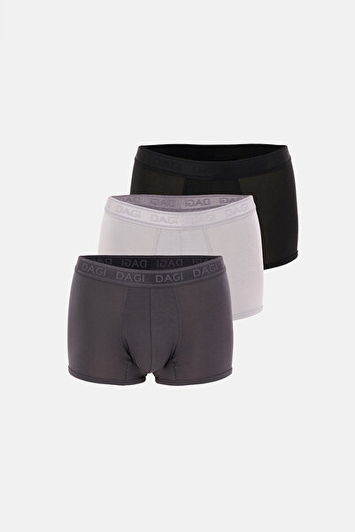 Dagi Anthracite-Black 3-Piece Patterned Micro Modal Boxer