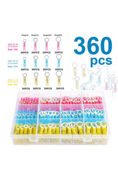 Choice 360pcs 360PCS Marine Grade Heat Shrink Ring Connectors-Heat Shrink Wir...
