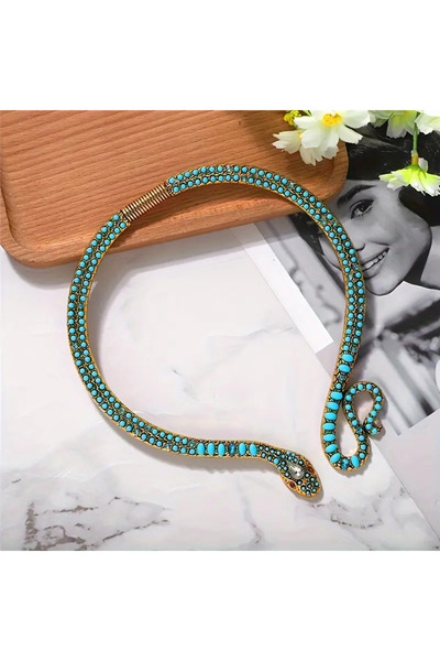 Choice Snake Pendant Girlgo New Metal Full Of Artificial Gemstone Pine Stone ...