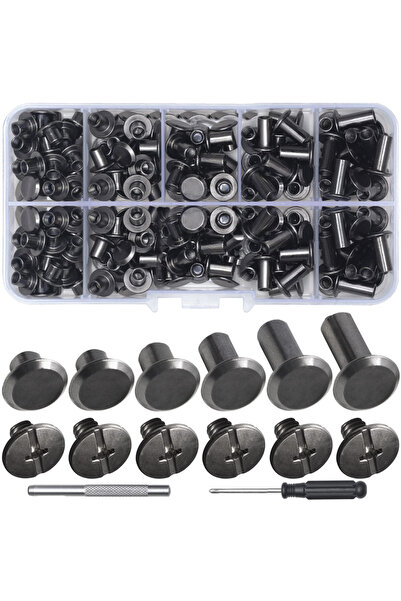 choice2 black 110Sets Screws Leather Rivets Binding for Decorate and Repair L...