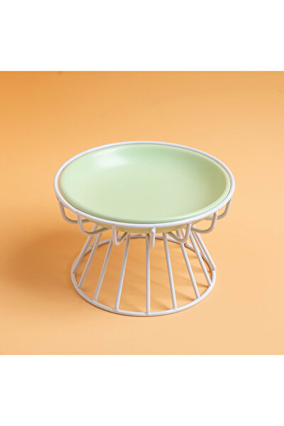 Choice Green 1Set (1pc rack + 1pc bowl) ceramic high-rise cat bowl，Easy to Cl...