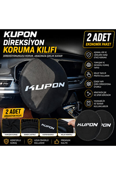 zifona KUPON LOGOLU kumaş oto servis direksiyon kılıfı 2 adet