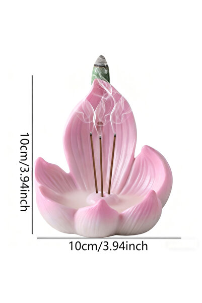 Choice Pink Resin Lotus Incense Burner Holder for Sticks Handmade Pink Flower...