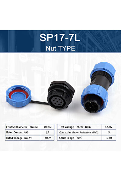Choice4 1 set SP17-7L SP17 Back Nut Aviation Connector Male Female Cable Conn...