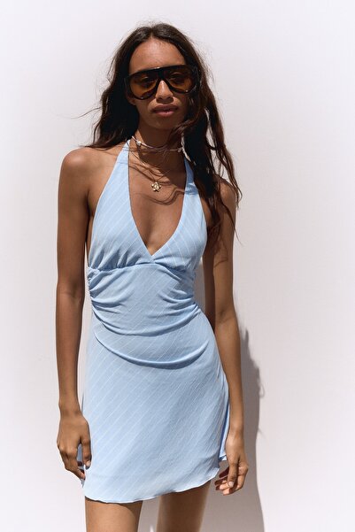 Bershka Çizgili halter mini elbise