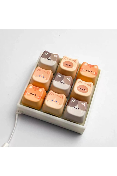 Choice3 غطاء مفتاح ميكانيكي ثلاثي الأبعاد على شكل قطة لطيفة بتصميم مربع بـ 9 ...