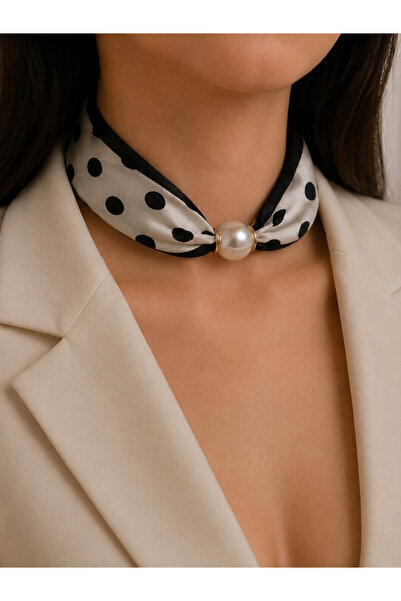 VALERRA İnci Detaylı Puantiyeli Fular Kolye Choker